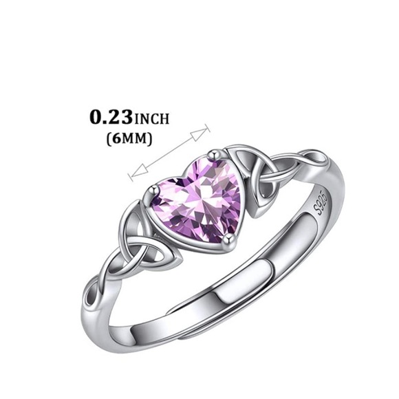 Platinum Alexandrite Celtic Trinity Knot Heart Ring - Picture 3 of 6